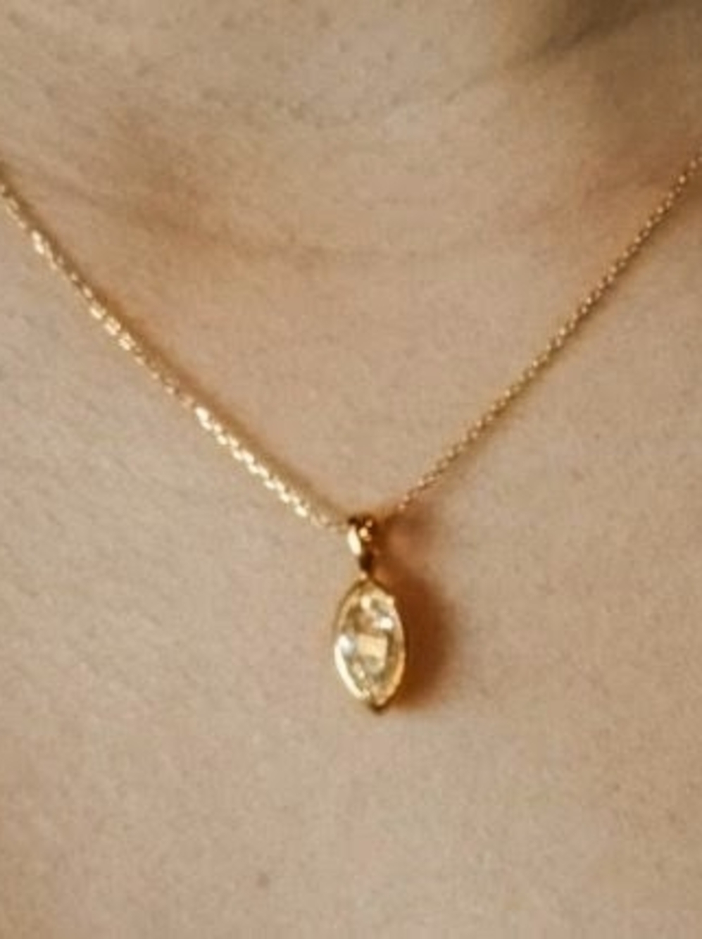Gold Marquise Crystal Pendant Necklace - Women's Jewelry